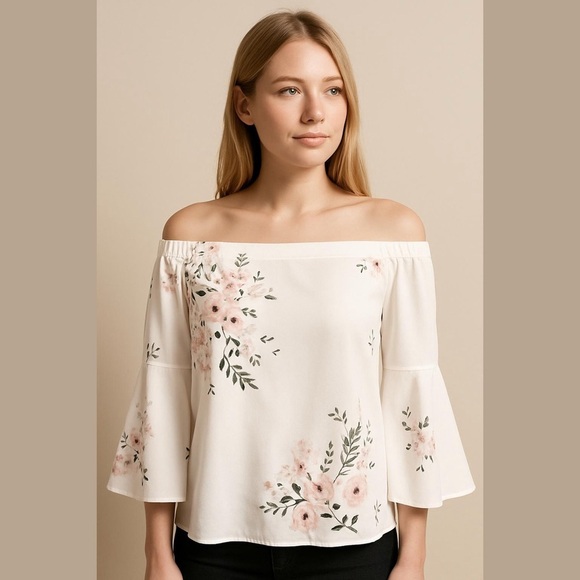 Dynamite Tops - 🛍Bundle sale🛍Dynamite White Floral Off-Shoulder Blouse small